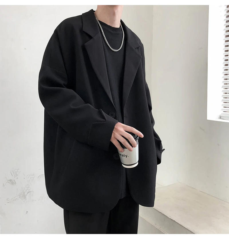 Description Picture 3 of itemBritish-style Blazers Men Leisure Trendy Loose Suit Jackets Male Retro Daily Ins Streetwear All-match Simple Korean Suit-tops