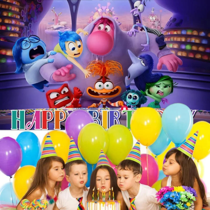 Description Picture 6 of itemDisney Inside Out 2 Party Decorations Banner, Photo Backdrop, Cake Table Decorations, Happy Birthday Party Supplies, 5x3ft