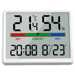 3.5In Electronic Clock Home Indoor Temperature Humidity Meter LCD Digital Thermometers Hygrometer Sensor Gauge Weather Station