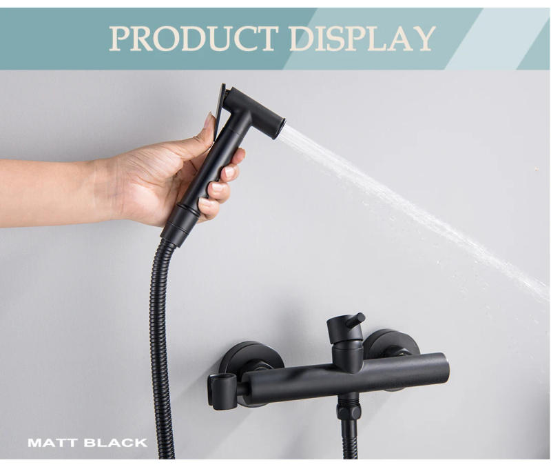 Description Picture 3 of itemBlack Chrome Bidet Faucet Brass Shower Tap Wall Mount Cold Hot Water Mixer Crane Rose Gold Shower Sprayer Head Tap Toilet Faucet