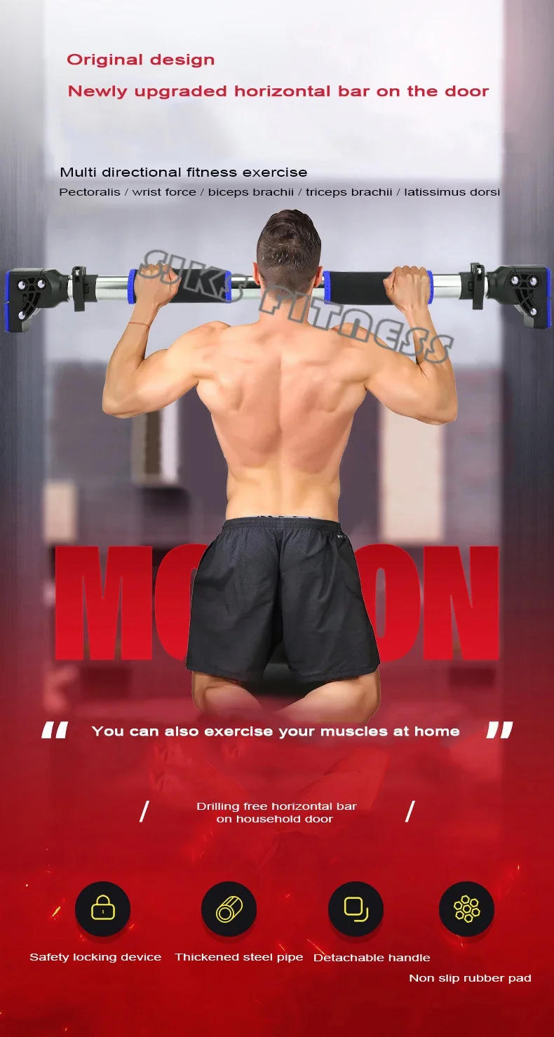 Description Picture 2 of itemParallel Bars Wall Pull-up Bar Iron Rods Home Sport Chin Hook Bar Level Tool Chin-up Cow Hair Muscle Home Training Equipment