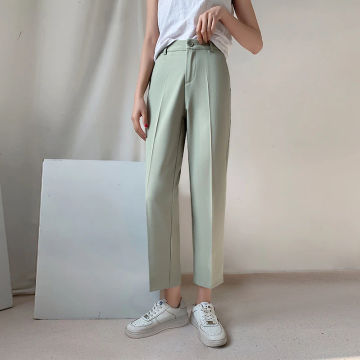 Yitimoky Suits Pants Women Spring Summer 2023 High Waisted Korean Fashion Split Straight Pants Office Ladies Black Casual Pants