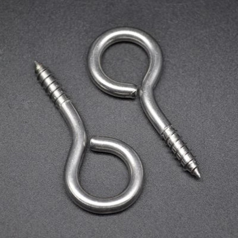 Description Picture 5 of item20PCS Stainless Steel Screw Eye Hooks Metal Cup Hooks Threaded Hook Set