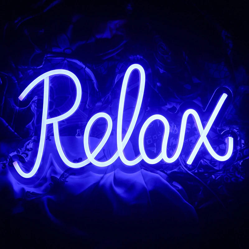 Description Picture 3 of itemRelax Neon Sign For Wall Decor Blue LED Lights Art Lamp Nice Room Decoration For Studio Party Bar Club Relaxing Vibe Decor Signs