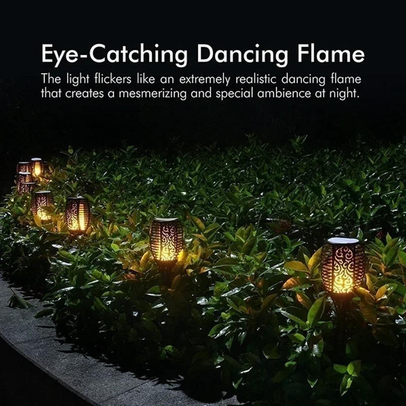 Description Picture 4 of item1-4PCS Solar Flame Light Outdoor Lawn Lights Flickering Flame Lamp Courtyard Pathway Light Helloween Garden Decoration Lighting