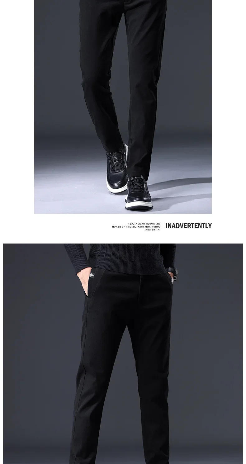 Description Picture 3 of itemMen's Casual Pants, Men's Autumn And Winter Thick Loose Fitting Straight Tube Business Suit Pants, Khaki Color Pants