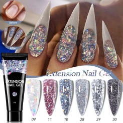LILYCUTE 15ML Silver Glitter Color Quick Extension Gel Nail Polish French Finger Prolong Acrylic Crystal Nails Hard Gel Varnish
