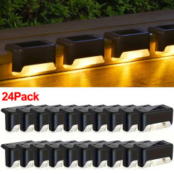 24Pack LED Solar Step Lamp Path Stair Outdoor Garden Lights Waterproof Balcony Light Decoration for Patio Stair Fence Light