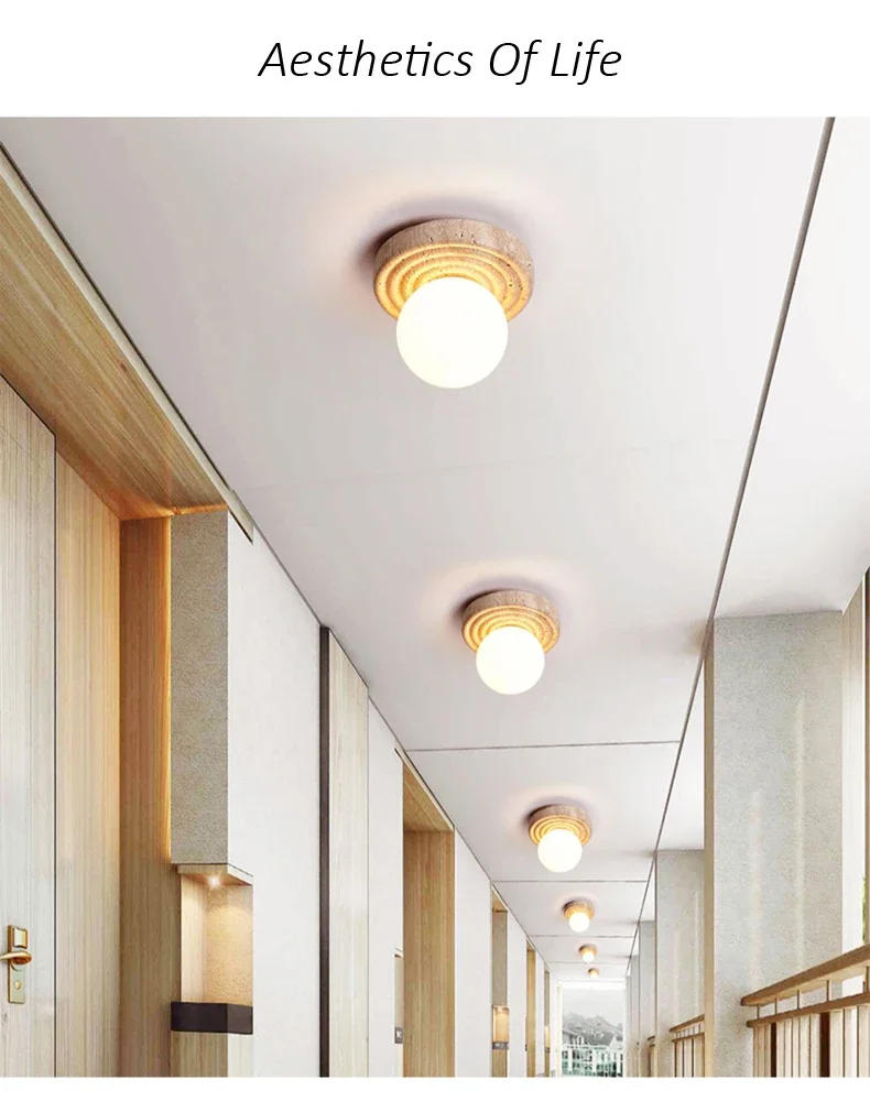 Description Picture 6 of itemJapanese Creative Natural Small Ceiling Light Simple Yellow Marble Balcony Corridor Room Decorative Lamp Warm Color Atmosphere