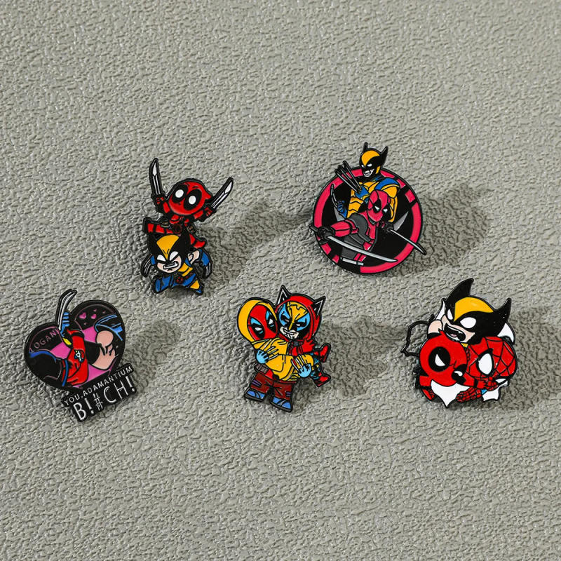 Description Picture 4 of itemSET Brooch Deadpool & Wolverine Metal Badge Cartoon Anime Genre Character Originality Enamel Pin Backpack Accessories Gifts
