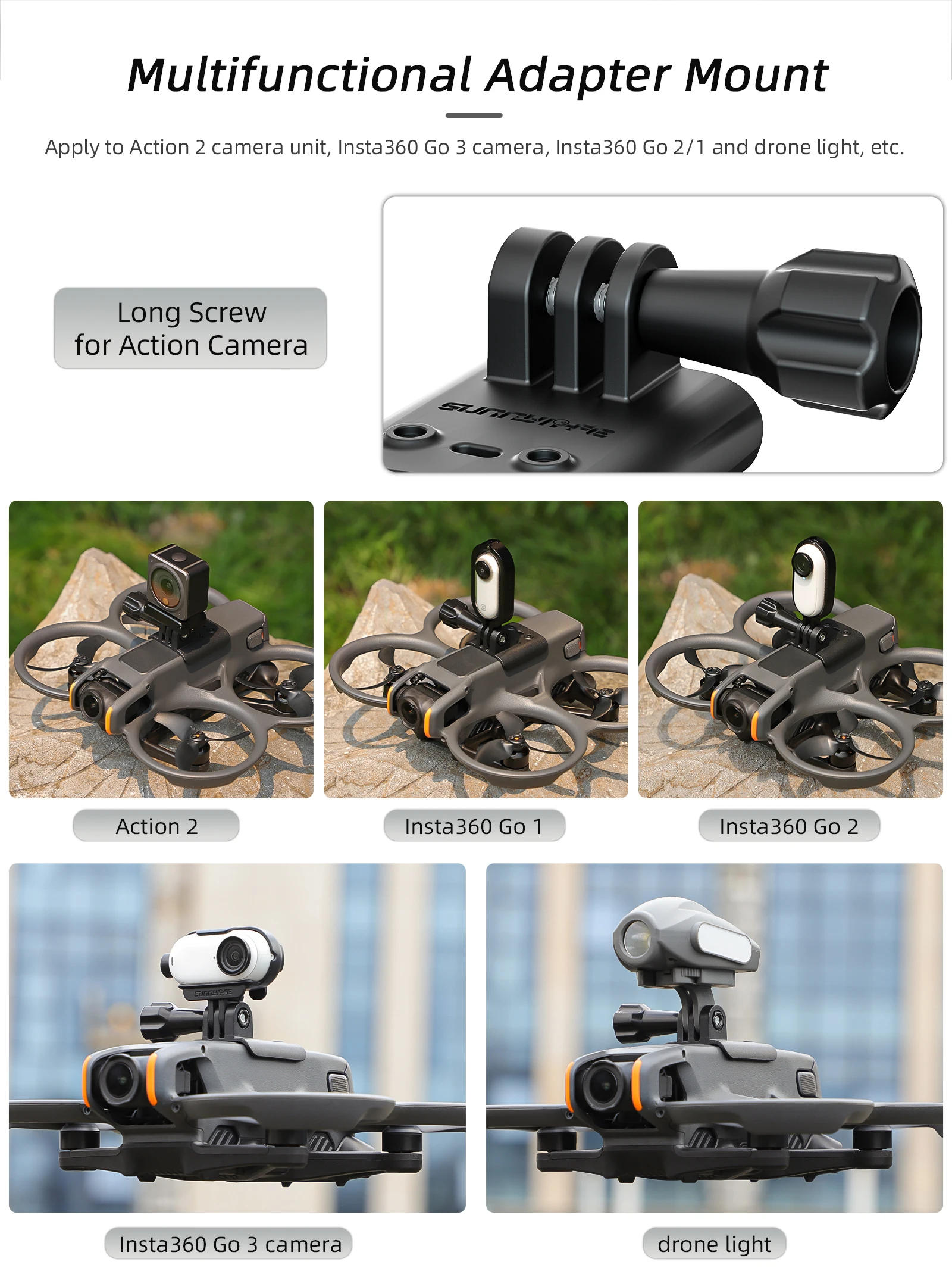 Description Picture 3 of itemExtension Bracket For GoPro 11/12  Insta360 X3/ X4 Action Camera Mount Fixing Adapter Holder For DJI Avata 2 Drone Accessories