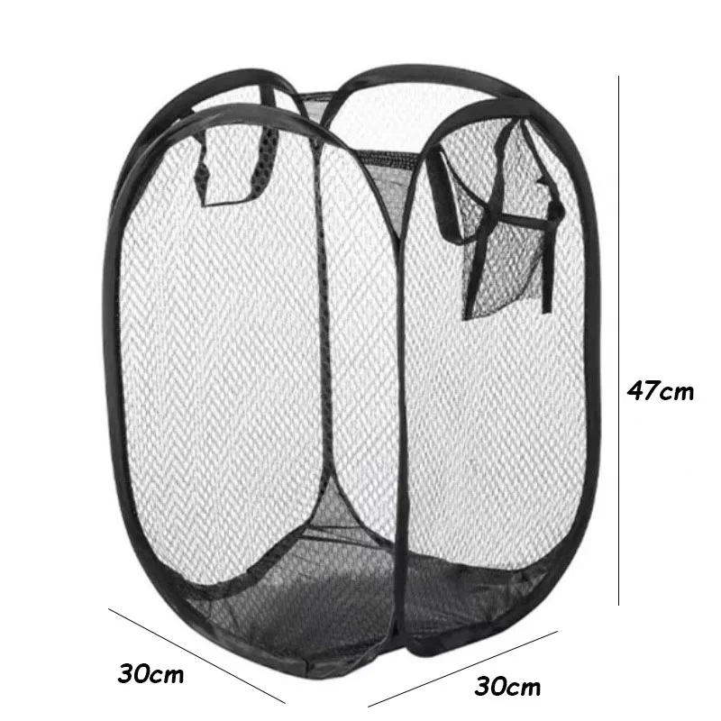 Description Picture 4 of itemFoldable Color Mesh Clothes Dirty Clothes Basket Household Mesh Dirty Clothes Basket Storage Basket Storage Bucket Laundry Baske