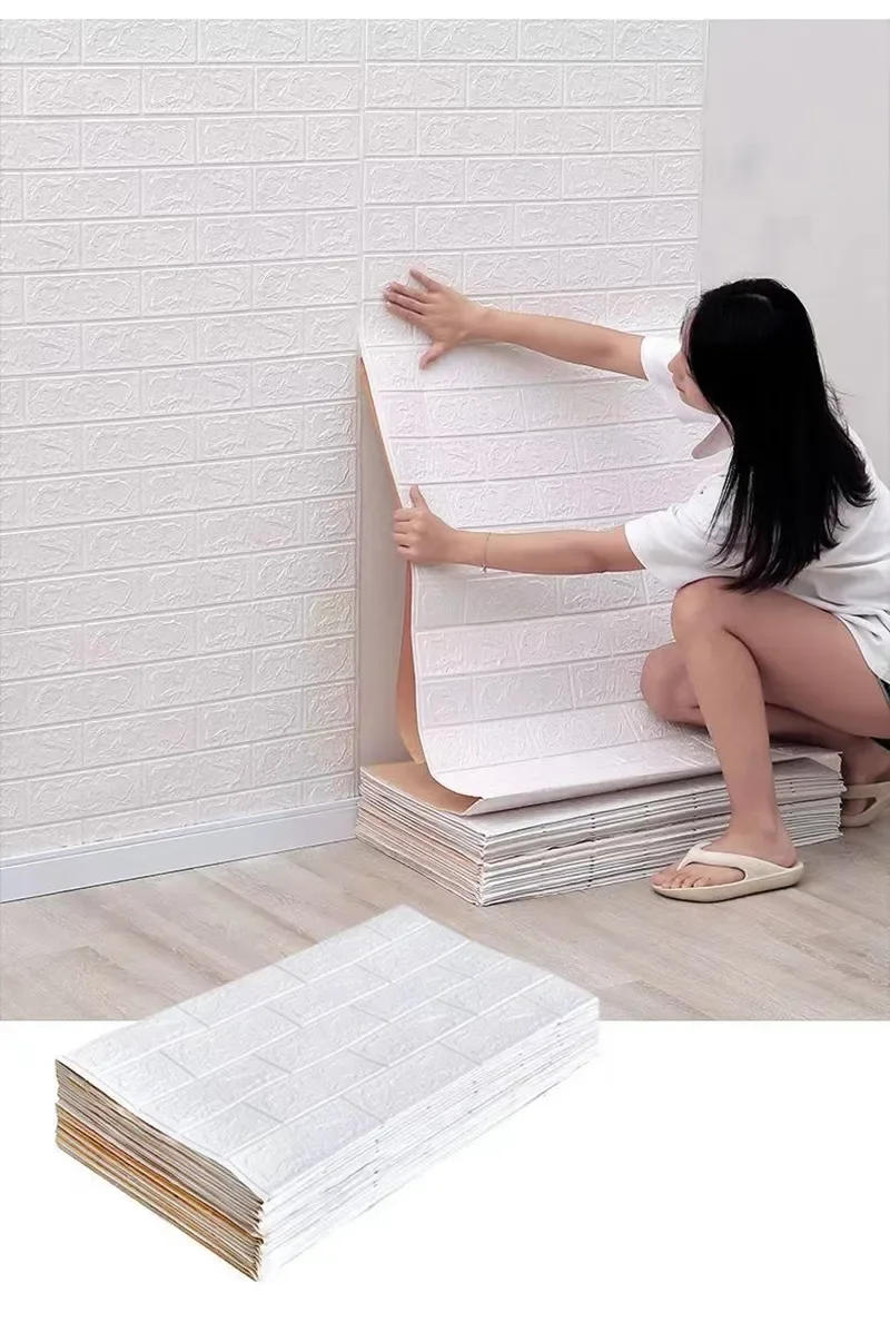 Description Picture 3 of itemWaterproof Wall Stickers 3D Self Adhesive Wallpaper Foam Brick Pattern Peel and Stick Wallpaper Decoration for Bedroom