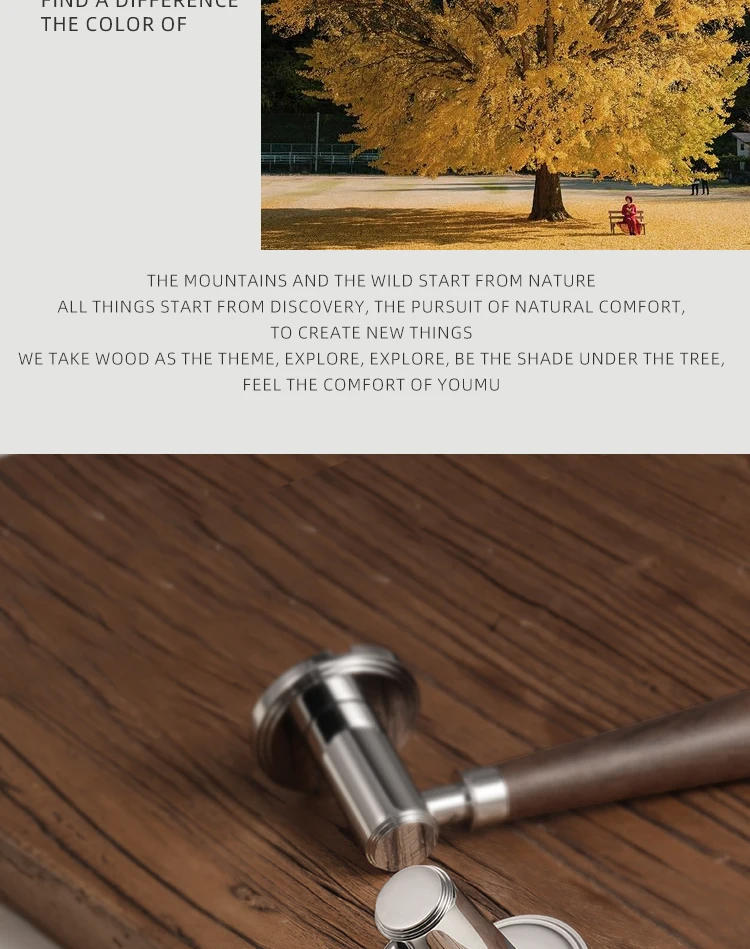 Description Picture 4 of itemDOOROOM Brass Door Lock Set Modern Walnut Wood Simplicity Trapezoid Light Luxury Wooden Door Handles Furniture Bedroom Door Lock