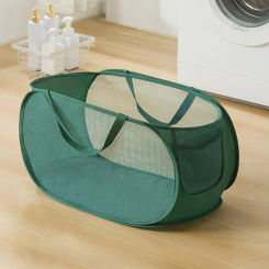 Folding Laundry Basket Organizer for Dirty Clothes Bathroom Clothes Mesh Storage Bag Household Wall Hanging Basket Frame Bucket
