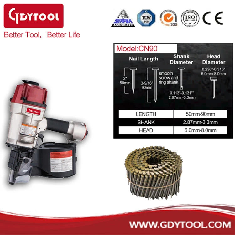 Description Picture 4 of itemProfessional Coil Nailers, High Quality Max Air Nail  air coil nailers 90mm Pallet Nail  Pneumatic Nailer s GDY-CN90