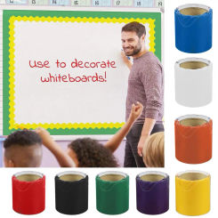 1 Roll 5m Classroom Bulletin Board Border Stickers Wavy Edge Board Border Decorative Paper Classroom Home Party DIY Decoration