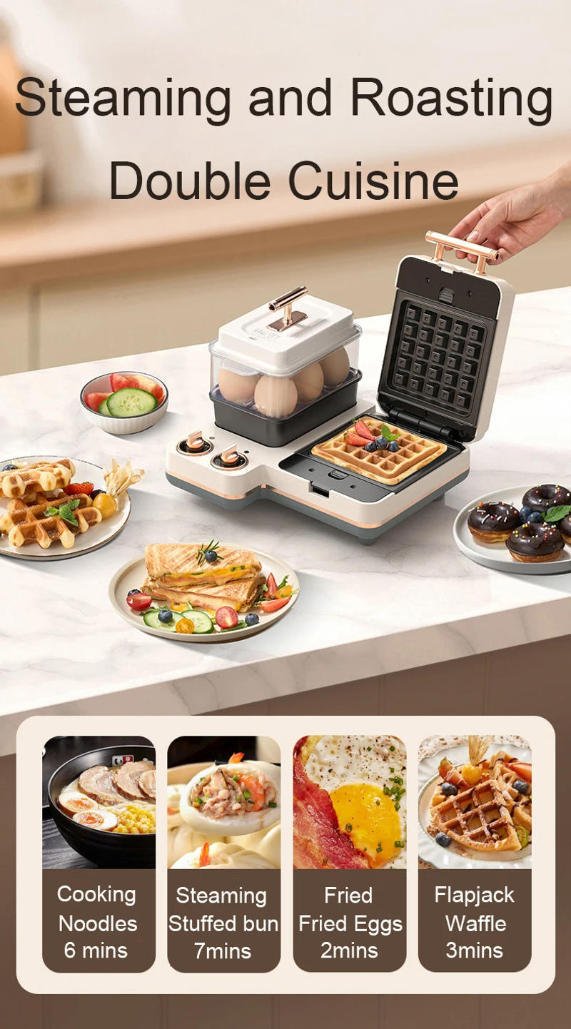 Description Picture 4 of itemSandwich Maker Eggette Breakfast Machine Waffle Grill Toaster Food Steamer Pasta Noodles Cooker Fried Eggs Omelette Frying Pan