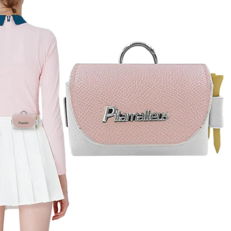 Description Picture 5 of itempink golf bag PU leather Golf Ball Pocket golf tees Pouch Hang on waist golf belt Portable Waist Storage Bag golf accessories