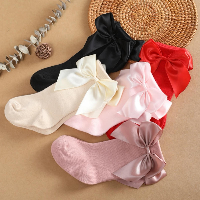 Description Picture 5 of itemBaby Toddlers Socks Girls 0-3Y Cotton Solid Bow Outing Cute Long Sock Soft Casual  Mesh Breathable Children Socks