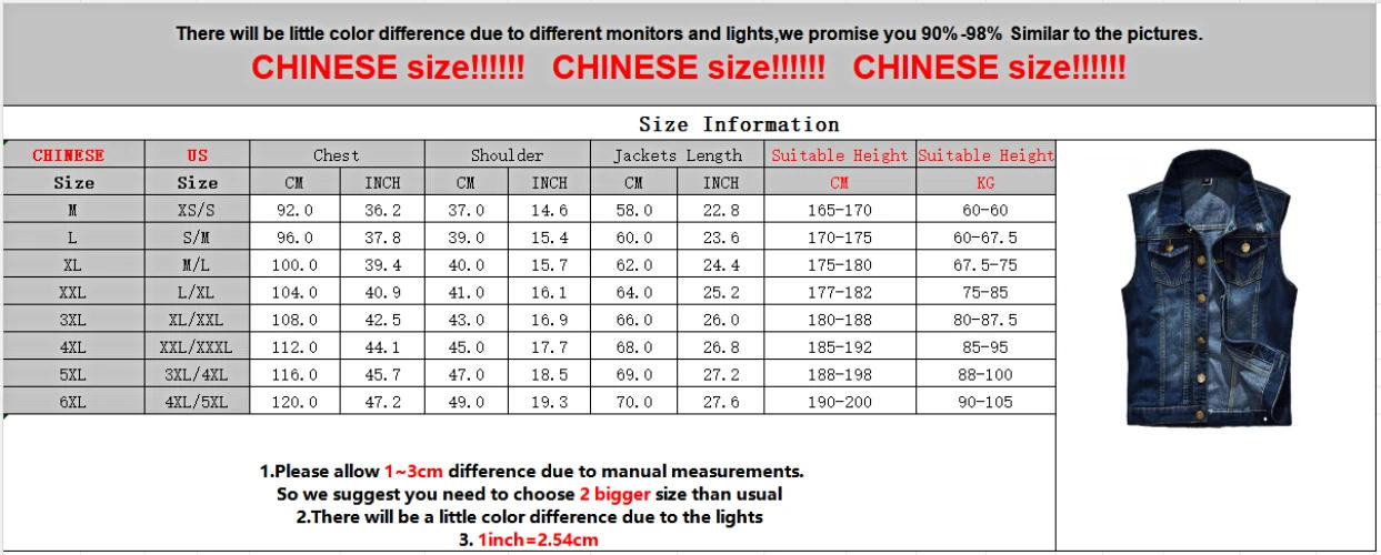 Description Picture 2 of itemRipped Denim Vest Men Waistcoats Jacket Holes Sleeveless Denim Coats New Fashion Male Cotton Slim Jeans Vests