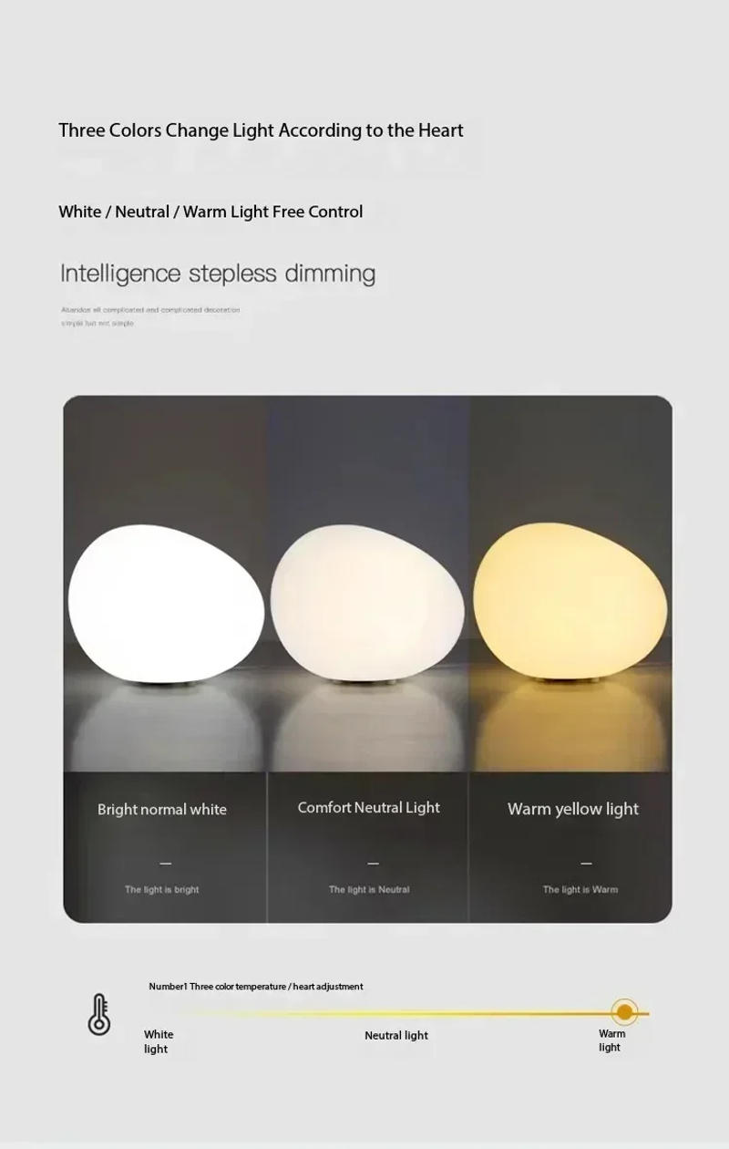 Description Picture 3 of itemMinimalist Bedside Lighting Cobblestone Table Lamp Modern LED Bedroom Study Desk Decoration Lamp Family Atmosphere Night Lights