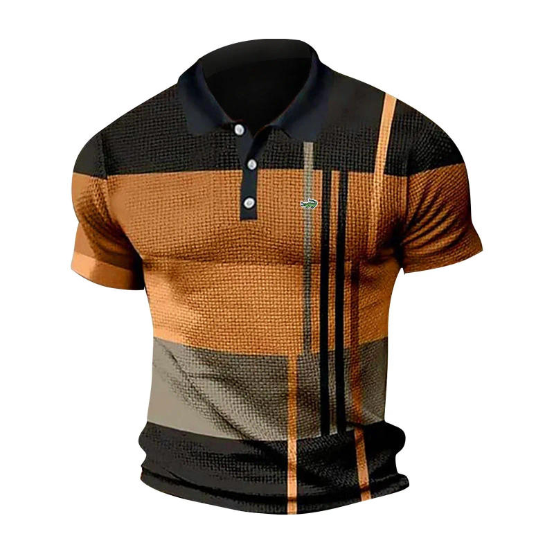 Description Picture 6 of itemMen's Brand Embroidered Waffle Polo Shirt, Spring and Summer High-end Fashion, Business Leisure, Breathable Short Sleeved T-shir