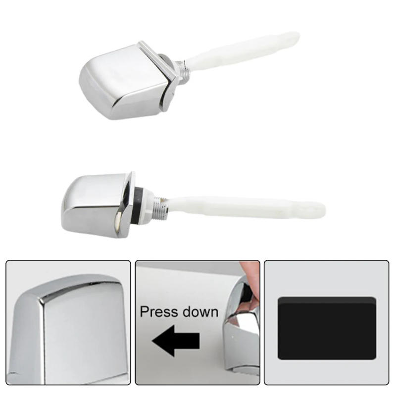Description Picture 5 of item1pc Universal Toilet Flush Lever Switch Button Side Front Tank Replacement Push Button ABS Chrome Bathroom Toilet Parts