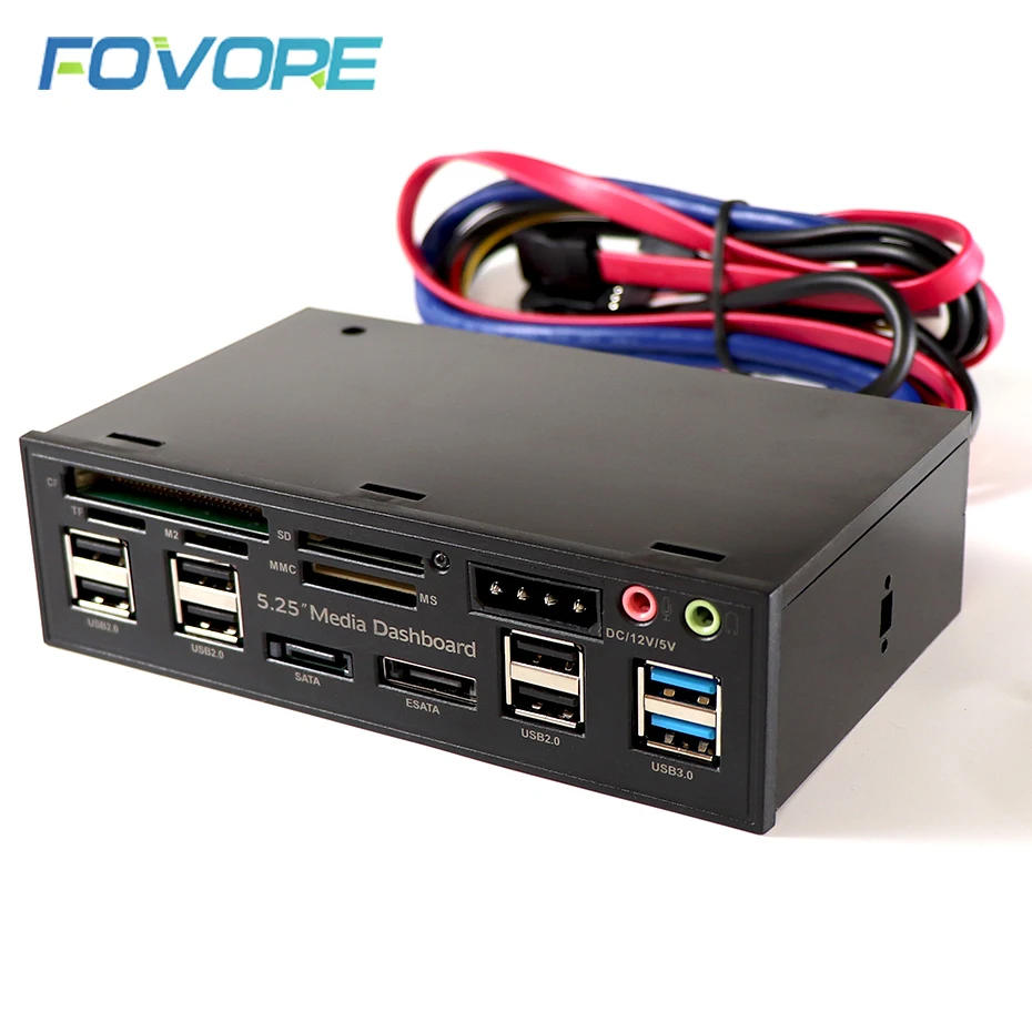 Description Picture 4 of item5.25 inch Media Dashboard Front Panel USB 3.0 / 2.0 HUB eSATA SATA Audio Multi Card Reader for Computer Case Optical Drives Bay