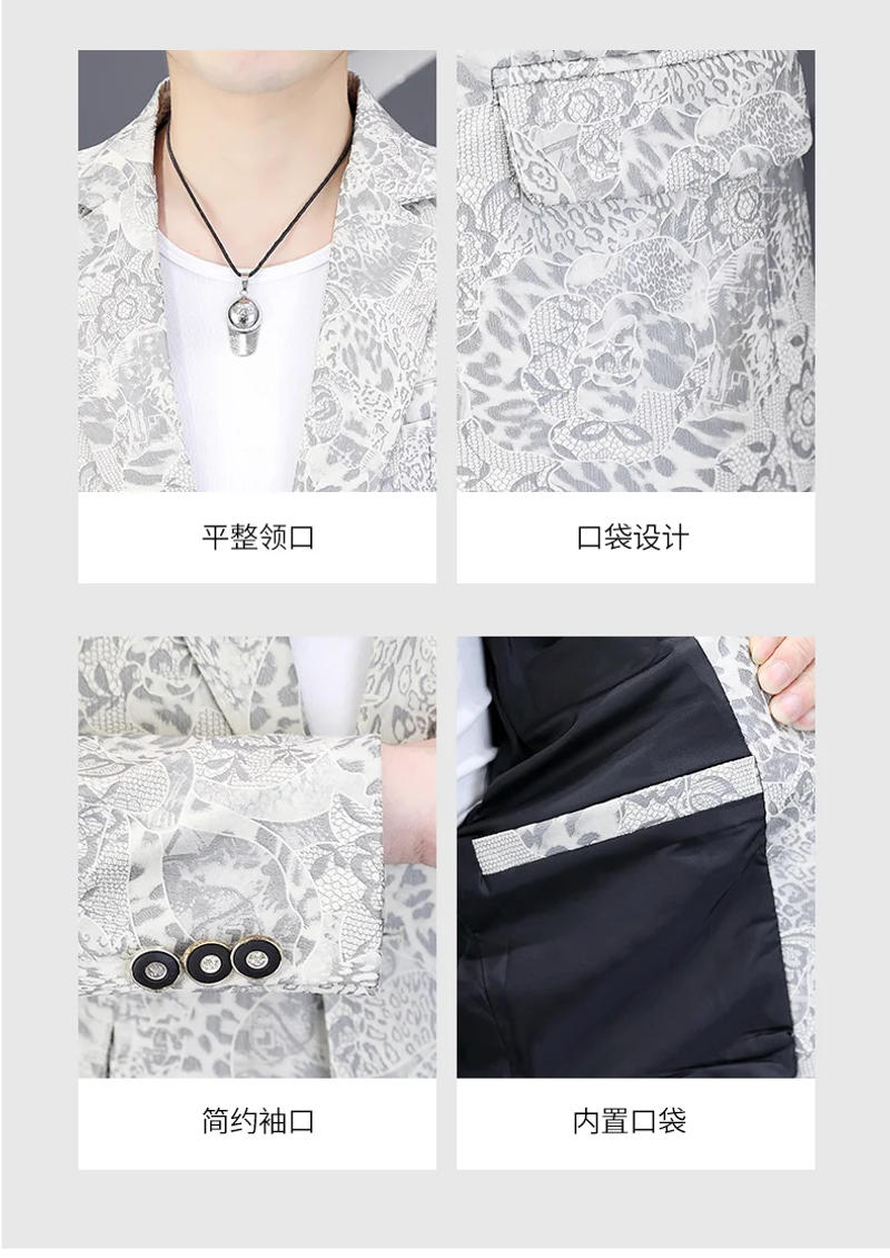 Description Picture 4 of itemMen's Blazer Pocket Single Row Button Wedding Groom Stage Show Hosting Dinner Menswear Bar Dance Casual Men Suit Jacket