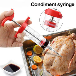 BBQ Meat Syringe Marinade Injector with Stainless Steel Needles Turkey Chicken Syringe Sauce Injection Kitchen Tools Accessorie