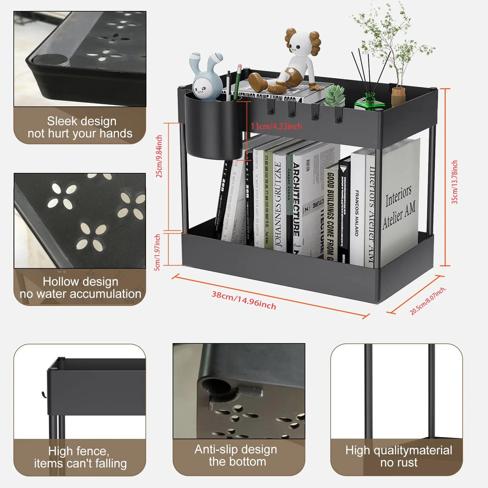 Description Picture 2 of item2-Tier Under-Sink Organization and Storage Kitchen Organizer with Dual Sliding Cabinet Drawers Multi-Purpose Storage Rack