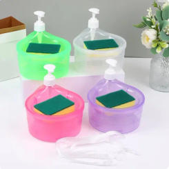 Soap DispenserCreative Kitchen Dishwashing Liquid Dispenser Kitchen Soap Dispenser With Sponge Liquid Pump Soap Container