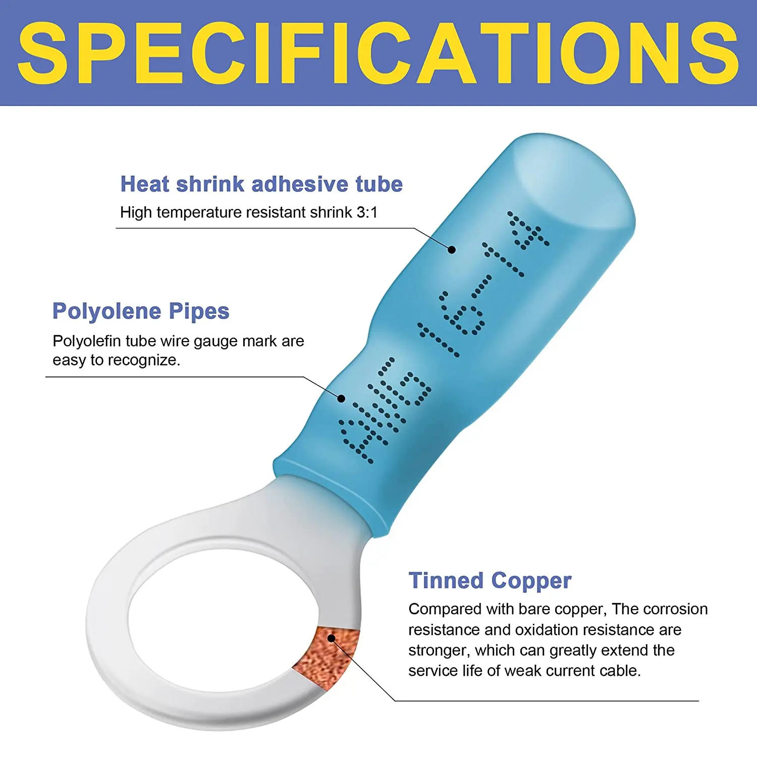 Description Picture 6 of item240 PCS Heat Shrink Wire Connectors Electrical Terminals Kit Waterproof Marine Automotive Terminals Set