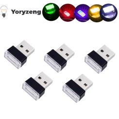 5Pcs Portable USB 5V Mini LED Light Colorful Night Lamp For Car Atmosphere Lamp Bright Accessory Distinctive Lights Effect