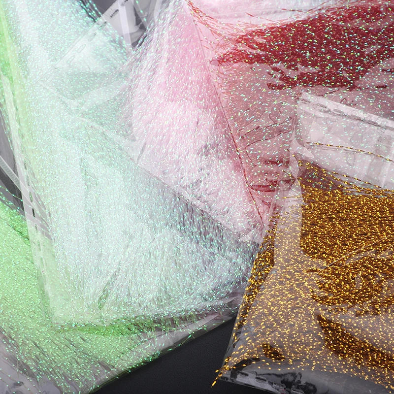 Description Picture 4 of item5g/bag Flies Tying Crystal Flash Holographic Tinsel Krystal Flashabou Sparkle Dry Streamer Fly Fishing Tying String Materials