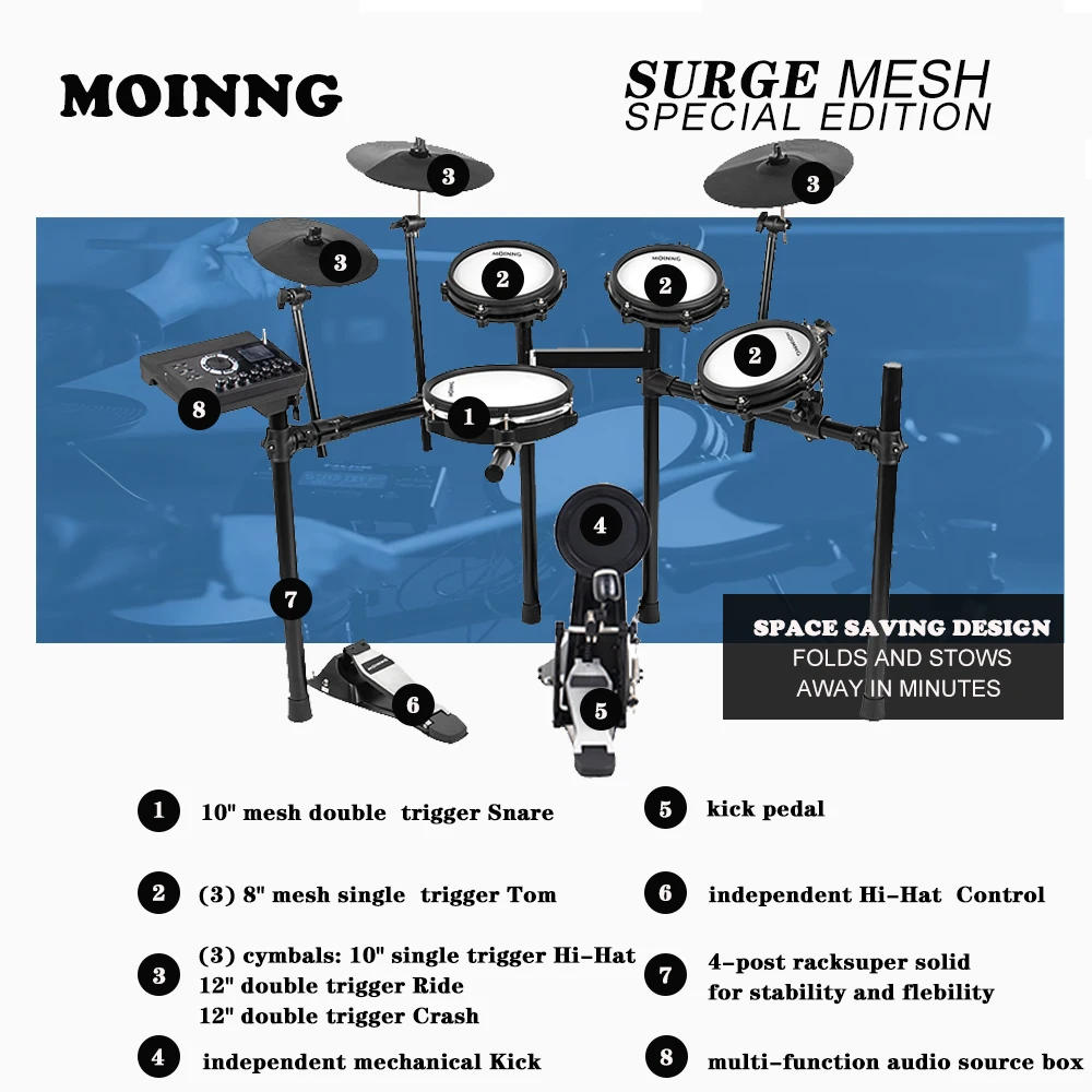 Description Picture 2 of itemHot Selling Digital Drum Instruments Musical Sensitive Sensing Electronic Drum Set KHT53