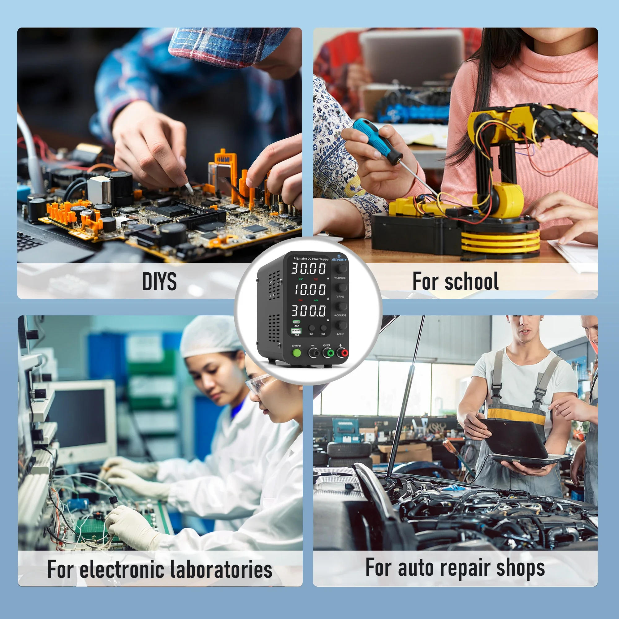 Description Picture 6 of itemAdjustable DC Power Supply 30V10A Lab Bench Power Supply Encoder Regulation Laboratory Power Supply Voltage Regulator Switch