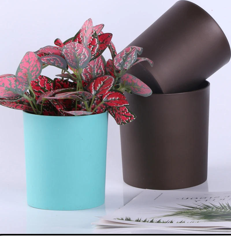 Description Picture 4 of item1PC Simple Plastic Flower Pot with Tray Colorful Round Creative Fleshy Plastic Pot Indoor Desktop Green Plant