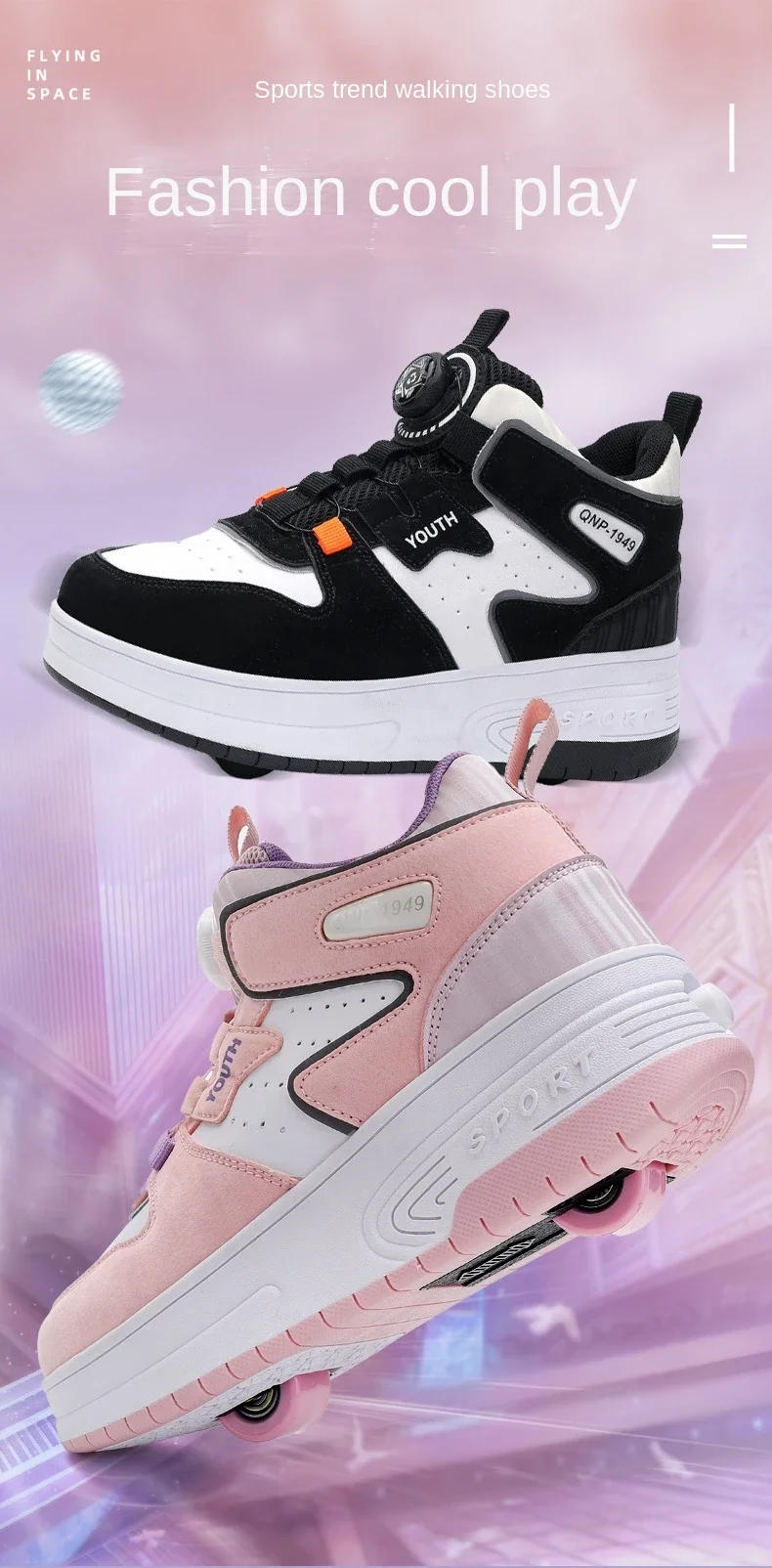 Description Picture 3 of itemNEW Children Junior Roller Skate Shoes Kids Sneakers with Two 2024 Boys Girls Wheels Shoes Adult Casual Boys Shoes