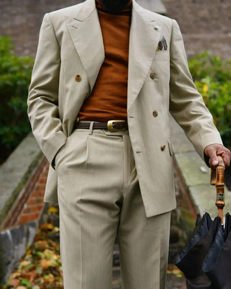 Description Picture 5 of itemBusiness Brown Men Suit Tailor-Made 3 Pieces Coat Blazer Pants Single Breasted Slim Formal Business Causal Party Host Tailored