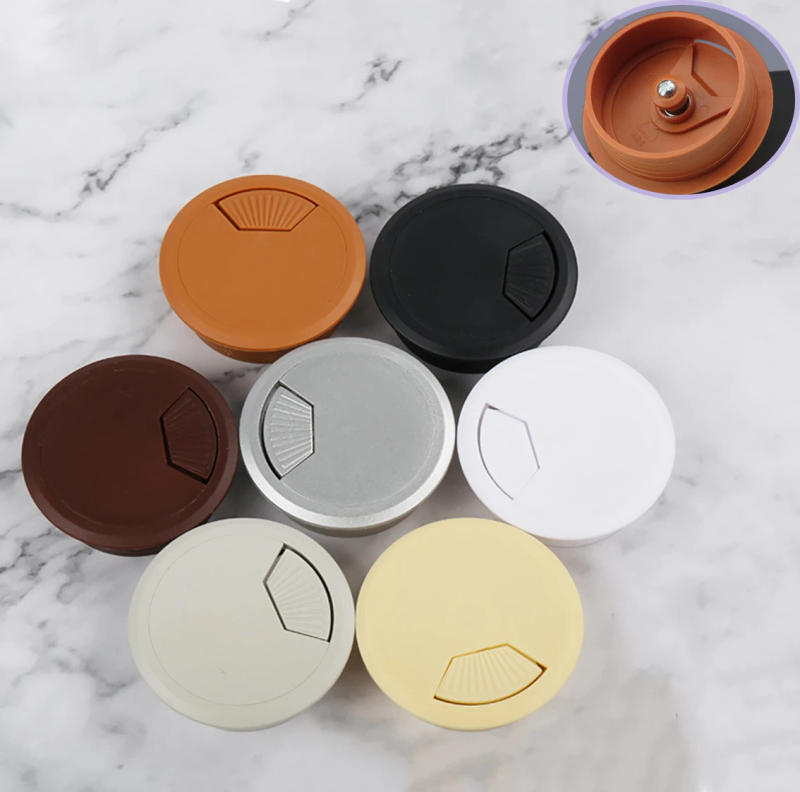 Description Picture 2 of item60mm/80mm Desk Table ABS Plastic Cable Hole Cover PC Computer Desk Round Wire Tidy Grommet Hardware Accessories
