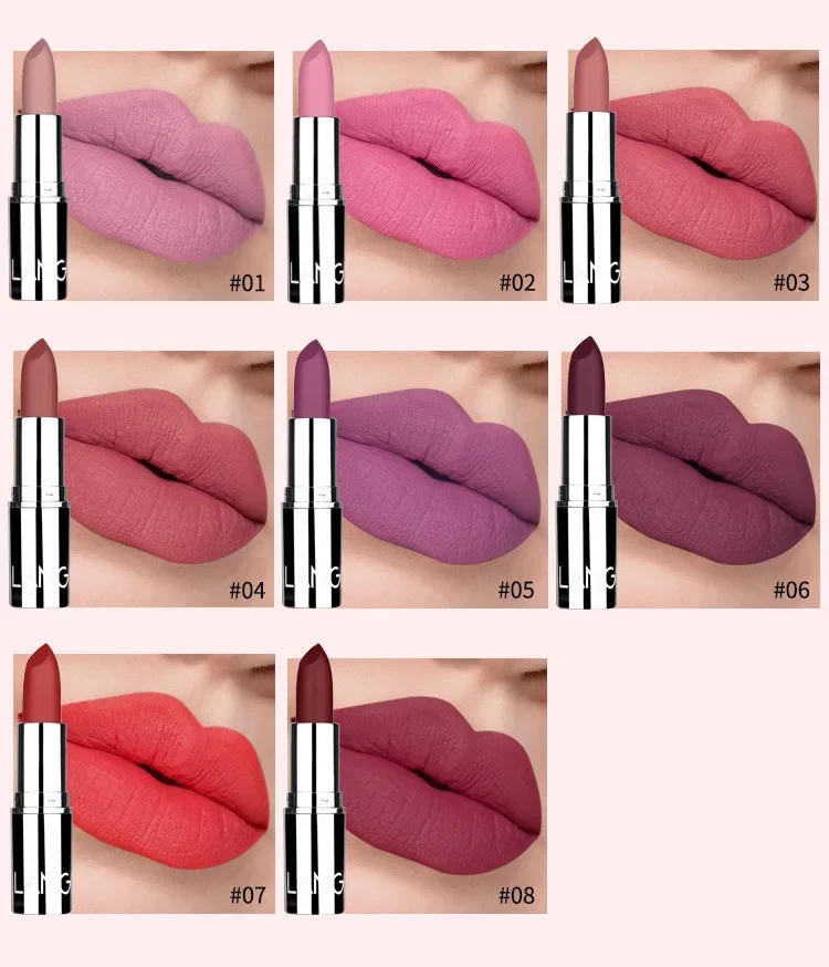 Description Picture 5 of item1PC Waterproof Nude Pink Lipstick Matte Lips Stick Long Lasting Non-stick Cup Lip Gloss Moisturizing Lipsticks Make-up Cosmetic