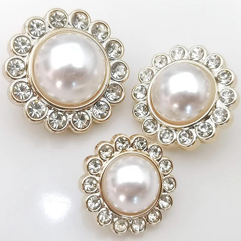 Description Picture 3 of item10 Pieces Beautiful Shank Buttons Gold Color Plastic Rhinestone Particles Shank Buttons Woman Garment Accessories