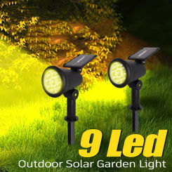 9 LED Solar Spotlights Outdoor IP65 Waterproof Brightness Adjustable Spot Light Garden Backyard Driveway Patio Decor Lamp