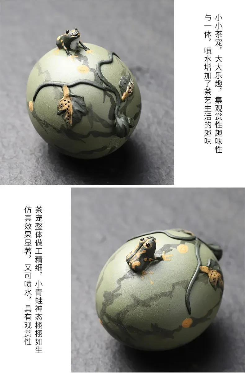 Description Picture 6 of itemYixing purple sand spray tea pet decoration pumpkin frog gourd boutique creative manual kung fu tea set