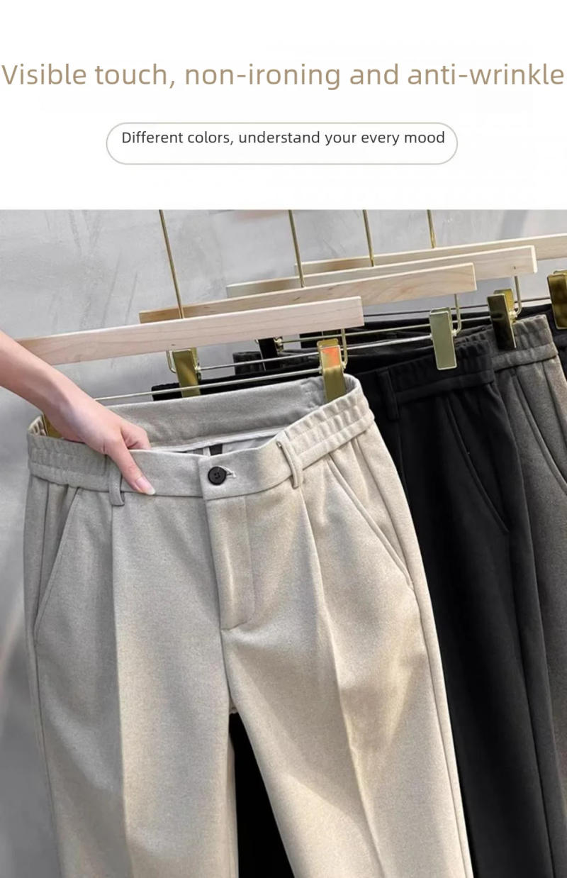 Description Picture 5 of itemCross-border Woolen Pants For Men Autumn/winter Straight-leg Suit Pants Lightened Warmth Thickened Nine-point Rest Trousers