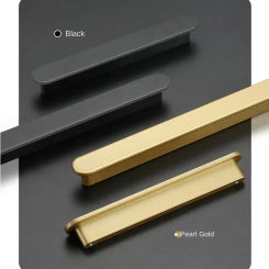 Nordic Cabinet Pulls Black Gold Zinc Alloy Handle for Wardrobe and Drawers Furniture Door Knob Cupboard Handles 96/128/192MM