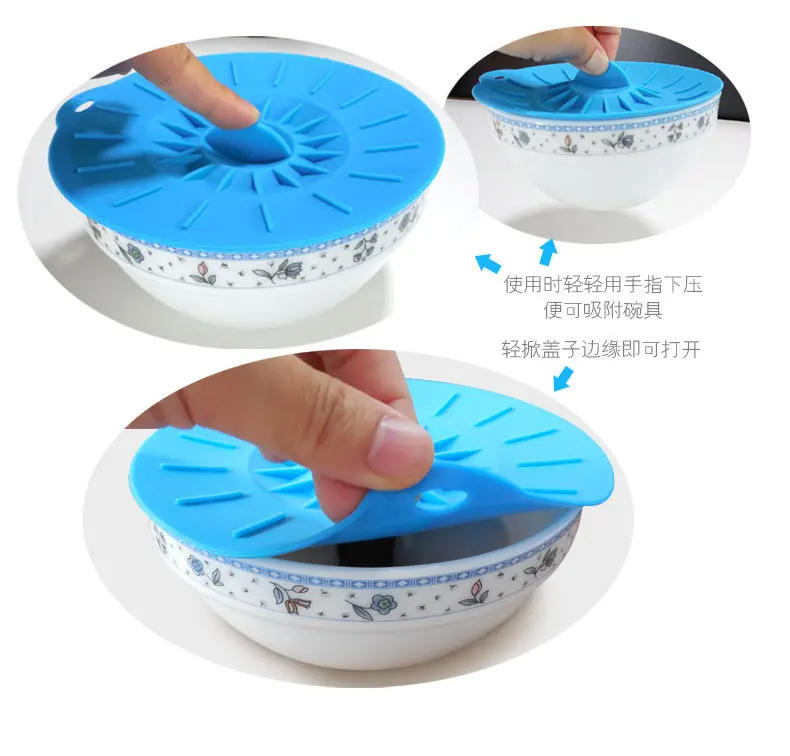 Description Picture 4 of item1/5pcs Silicone Microwave Bowl Cover Food Wrap Bowl Pot Lid Food Fresh Cover 12-26cm Pan Lid Stopper Bowl Covers Kitchen Tool