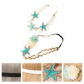 2pcs Star Shell Wave Headband, Hairbands Elastic Flowers Headpiece Hair Wreath for